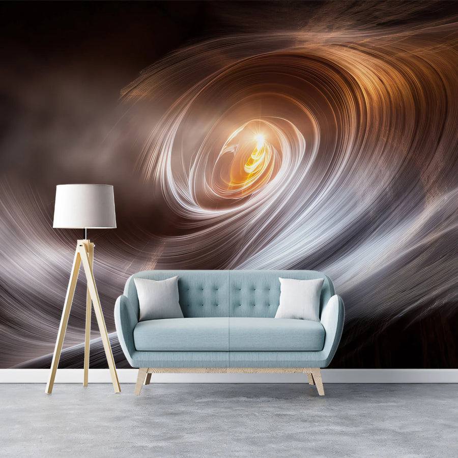 Luminous Cosmic Vortex Mural Wallpaper — Abstract Fluid Wall Art Mural Wallpaper