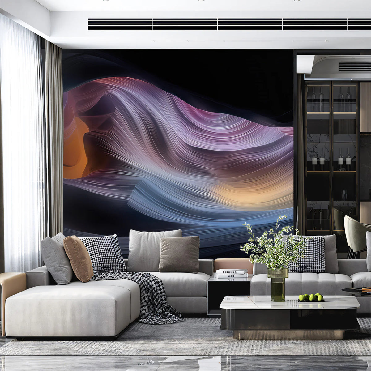 Cosmic Canyon Swirl Mural Wallpaper — Abstract Geological Flow Mural Wallpaper - pure wallpaper artwork
