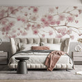Macro Baby's Breath Mural Wallpaper — Soft Pink Floral Design Mural Wallpaper - pure wallpaper artwork