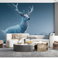 Glacial Deer Mural Wallpaper — Alpine Winter Wildlife Scene Mural Wallpaper - pure wallpaper artwork