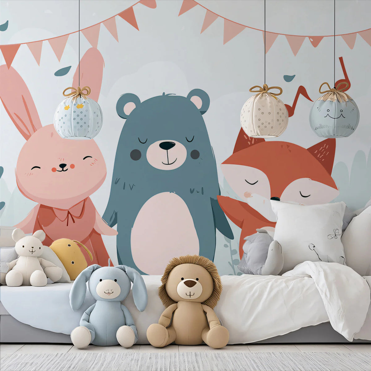 Forest Friends Celebration Mural Wallpaper — Whimsical Kids Art Mural Wallpaper - pure wallpaper artwork