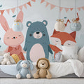 Forest Friends Celebration Mural Wallpaper — Whimsical Kids Art Mural Wallpaper - pure wallpaper artwork