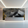 Impasto Mountain Peak Mural Wallpaper in Charcoal and Gold Mural Wallpaper - pure wallpaper artwork