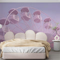 Dreamy Ferris Wheel Mural Wallpaper in Soft Pastel Pink Mural Wallpaper - pure wallpaper artwork