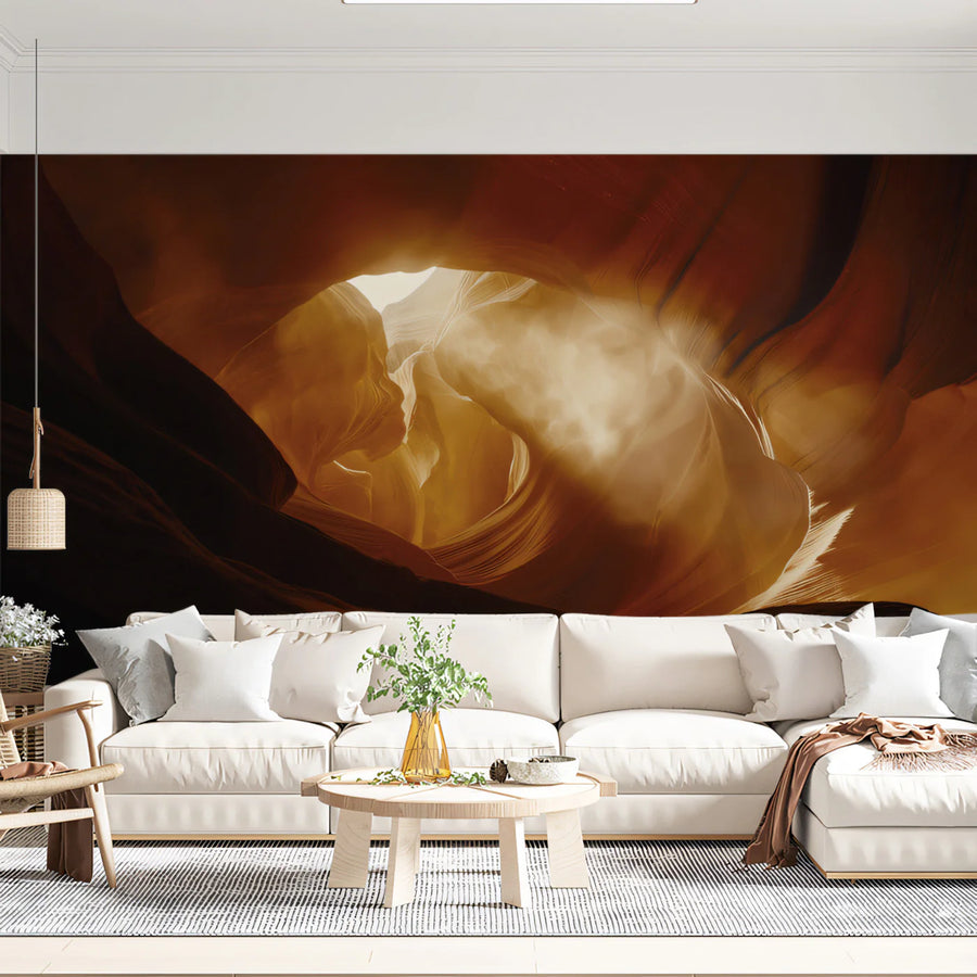 Antelope Canyon Sandstone Mural Wallpaper — Warm Desert Flow Mural Wallpaper