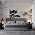Mist-Shrouded Mountainscape Mural Wallpaper — Ink Wash Landscape Mural Wallpaper - pure wallpaper artwork