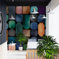 Watercolor Gemstone Mosaic Mural Wallpaper — Multi-Color Grid Pattern Mural Wallpaper - pure wallpaper artwork