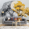 Yin-Yang Tree of Life Mural Wallpaper — Artistic Ink Sketch Mural Wallpaper - pure wallpaper artwork