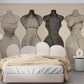 Sculptural Mannequin Line Art Mural — Minimalist Fashion Silhouette Mural Wallpaper - pure wallpaper artwork