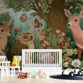 Enchanted Wildlife Forest Mural Wallpaper — Whimsical Storybook Art Mural Wallpaper - pure wallpaper artwork