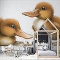 Fluffy Ducklings Mural Wallpaper — Whimsical Nature Illustration Mural Wallpaper - pure wallpaper artwork