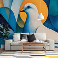 Abstract Dove Geometric Mural Wallpaper — Symbolic Modern Art Mural Wallpaper - pure wallpaper artwork