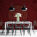 Imperial Crimson Shou Symbol Mural Wallpaper — Traditional Heritage Mural Wallpaper - pure wallpaper artwork