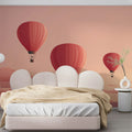Floating Hot Air Balloons Mural Wallpaper —Dreamy Pastel Sunset Mural Wallpaper - pure wallpaper artwork