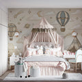 Vintage Sky Adventure Mural Wallpaper — Sepia Sketch Scene Mural Wallpaper - pure wallpaper artwork