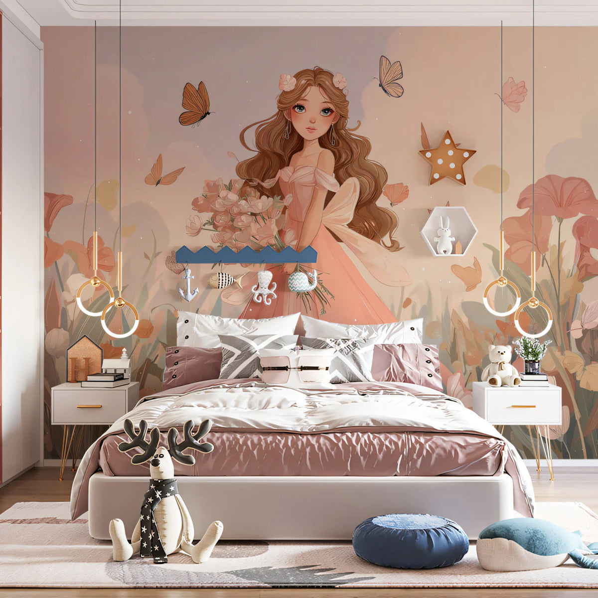 Anime Fairy Garden Mural Wallpaper — Soft Whimsical Illustration Mural Wallpaper - pure wallpaper artwork