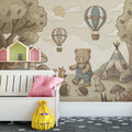 Woodland Friends Mural Wallpaper — Playful Sepia Adventure Mural Wallpaper - pure wallpaper artwork