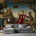 Medieval Courtship Mural Wallpaper — Renaissance Gothic Art Mural Wallpaper - pure wallpaper artwork