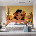 Desert Bloom Portrait Mural Wallpaper — Bohemian Sunset Art Mural Wallpaper - pure wallpaper artwork