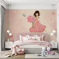 Poppy Meadow Girl Mural Wallpaper — Whimsical Fashion Illustration Mural Wallpaper - pure wallpaper artwork