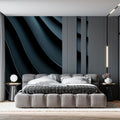 Deep Slate Wave Mural Wallpaper — Modern Architectural Texture Mural Wallpaper - pure wallpaper artwork