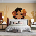 Desert Portrait Mural Wallpaper — Southwestern Boho Illustration Mural Wallpaper - pure wallpaper artwork