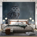 Snowy Owl Winter Wildlife Mural Wallpaper — Painterly Arctic Art Mural Wallpaper - pure wallpaper artwork