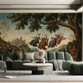 Medieval Courtly Life Mural Wallpaper — Vintage Oil Painting Style Mural Wallpaper - pure wallpaper artwork