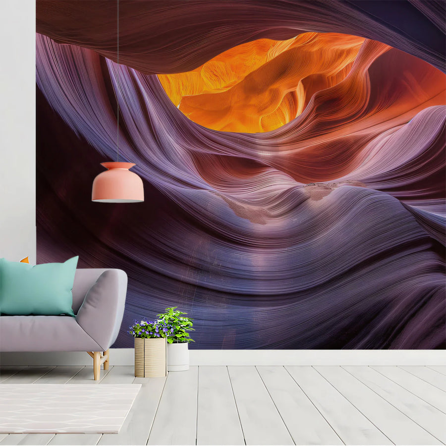 Antelope Canyon Abstract Mural Wallpaper — Fluid Sandstone Curves Mural Wallpaper