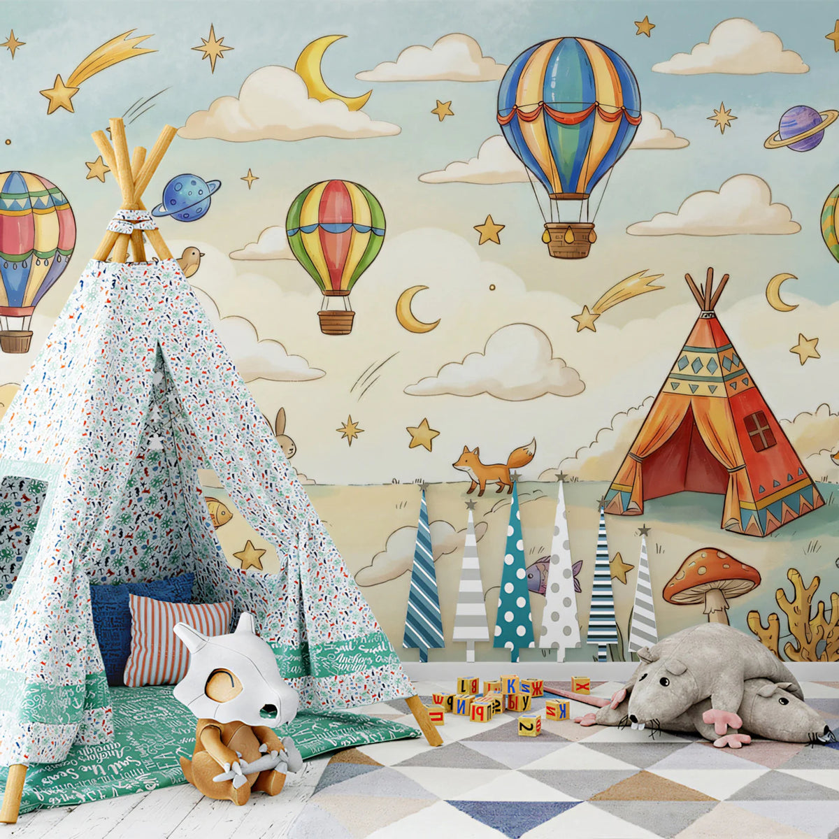 Whimsical Dreamscape Mural Wallpaper — Sky and Sea Mashup Mural Wallpaper - pure wallpaper artwork