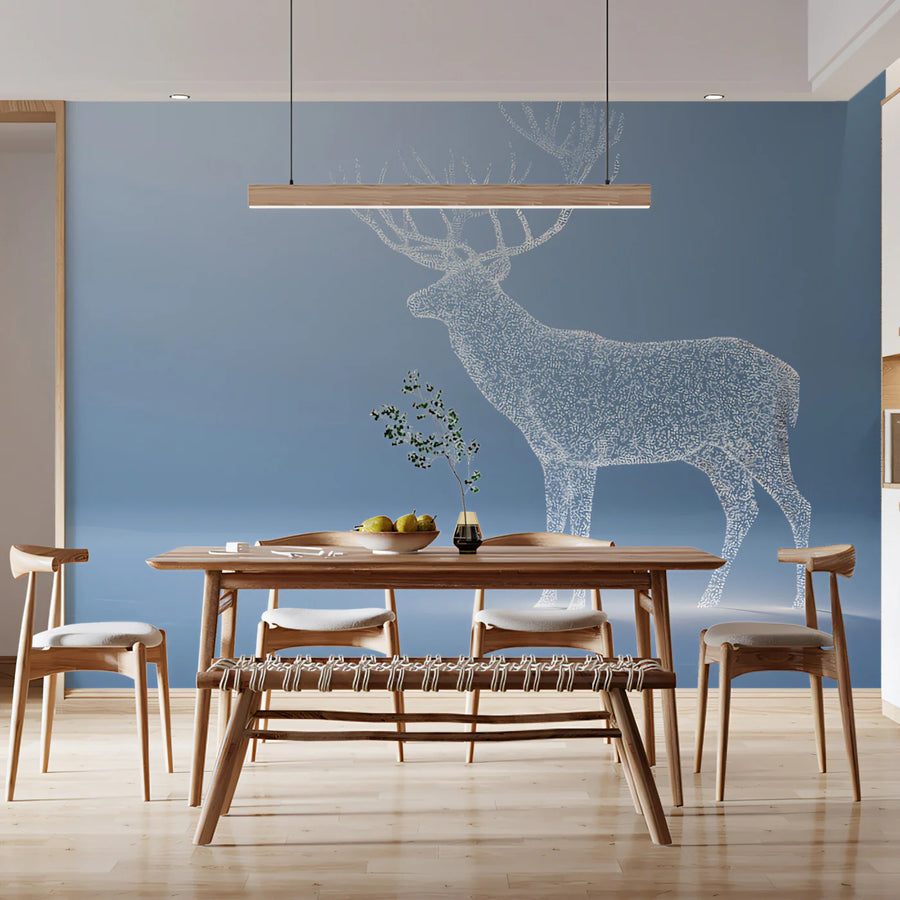 Stellar Stag Wireframe Mural Wallpaper — Modern Minimalist Design Mural Wallpaper