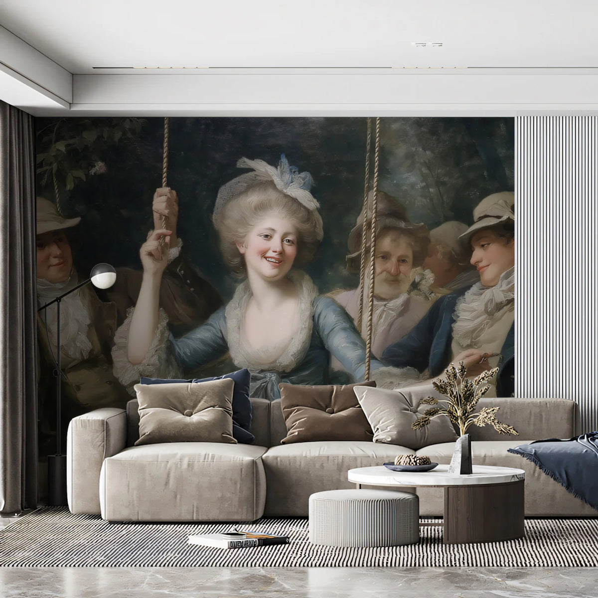 Rococo Garden Scene Mural Wallpaper — Historical Art Reproduction Mural Wallpaper - pure wallpaper artwork