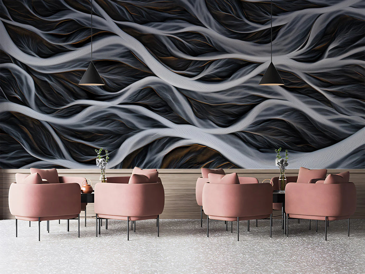 Braided River Aerial Abstract Mural Wallpaper — Minimalist Decor Mural Wallpaper - pure wallpaper artwork