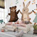 Dancing Woodland Friends Mural Wallpaper — Playful Musical Illustration Mural Wallpaper - pure wallpaper artwork