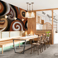 Embroidered Swirl Mural Wallpaper — Textured Copper and Charcoal Mural Wallpaper - pure wallpaper artwork