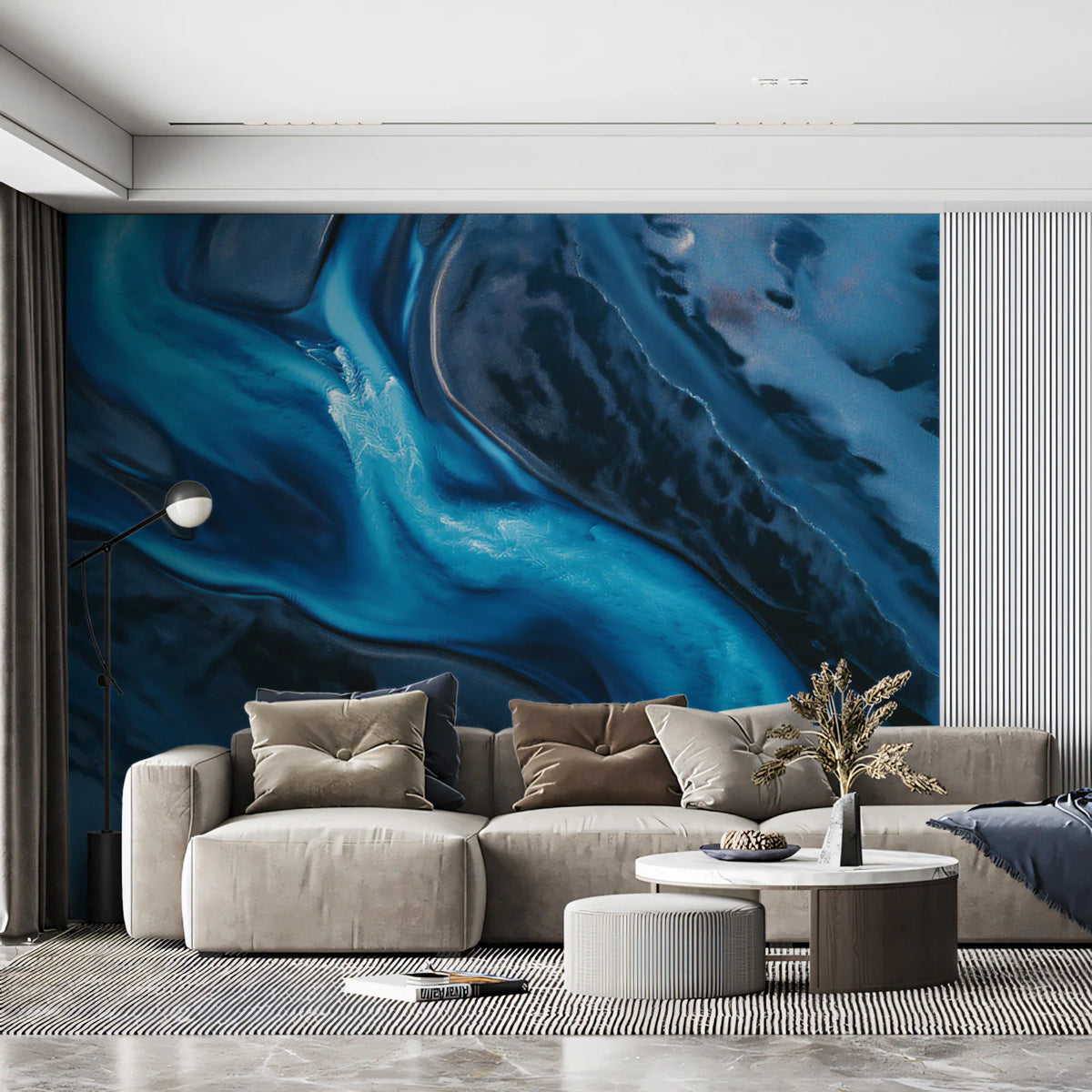 Glacial River Aerial Mural Wallpaper — Moody Abstract Nature Mural Wallpaper - pure wallpaper artwork