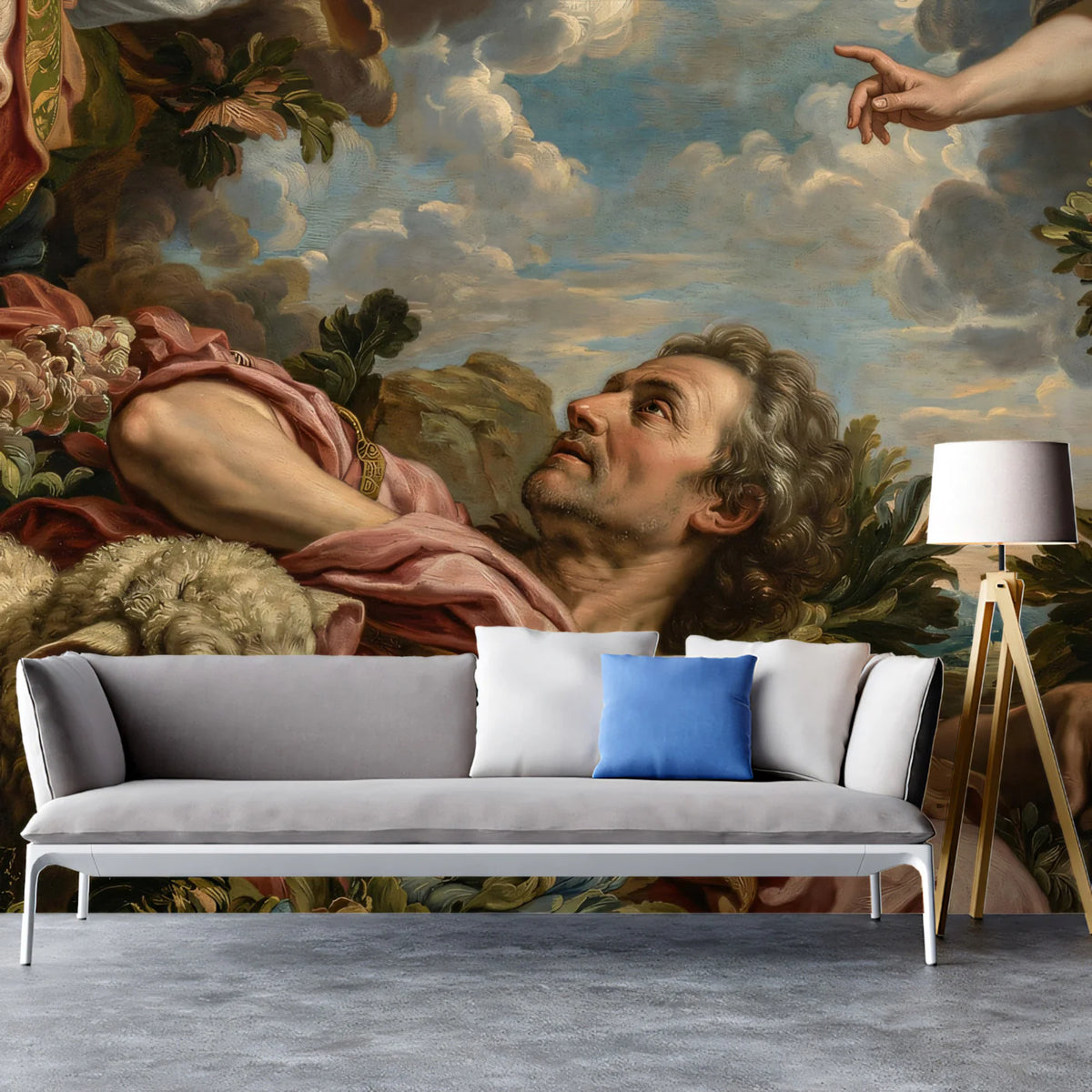 Baroque Shepherd Mural Wallpaper — Classic Religious Art Mural Wallpaper - pure wallpaper artwork