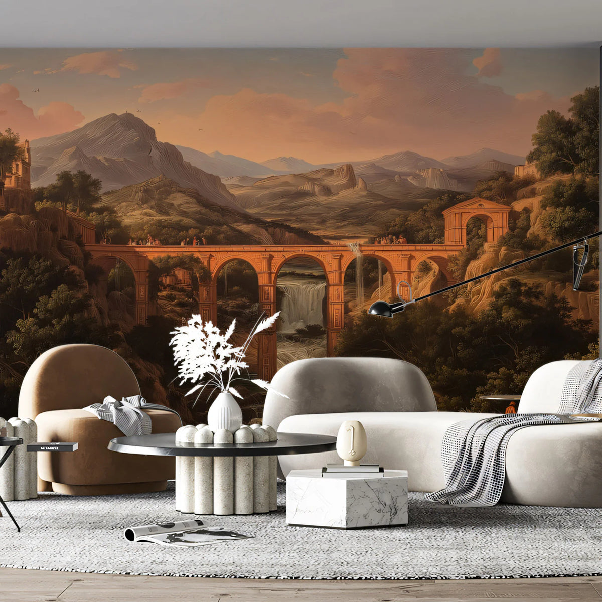 Classical Roman Aqueduct Landscape Mural Wallpaper - pure wallpaper artwork