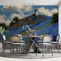 Coastal Lighthouse Landscape Mural in Oil Painting Style Mural Wallpaper - pure wallpaper artwork