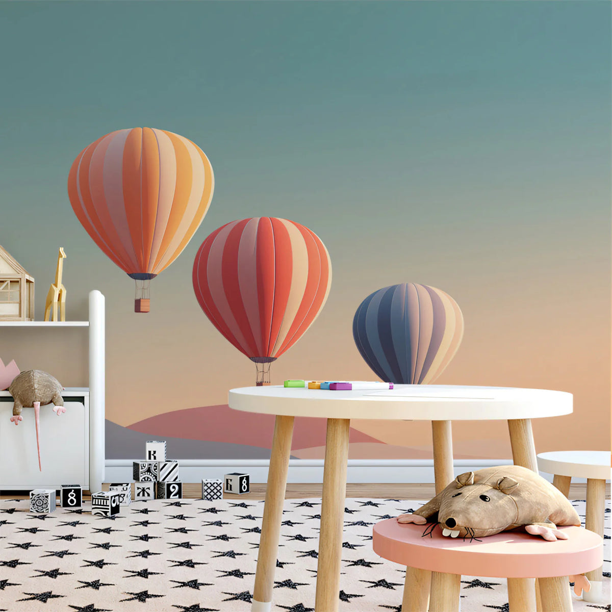 Floating Balloons Mural Wallpaper — Minimalist Sunset Gradient Mural Wallpaper - pure wallpaper artwork