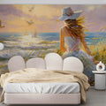 Coastal Impressionist Seaside Mural Wallpaper — Summer Morning Scene Mural Wallpaper - pure wallpaper artwork