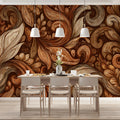 Acanthus Scrollwork Mural Wallpaper — Warm Bronze Artistic Design Mural Wallpaper - pure wallpaper artwork