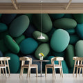 Teal and Emerald River Pebble Mural Wallpaper — Modern Organic Mural Wallpaper - pure wallpaper artwork