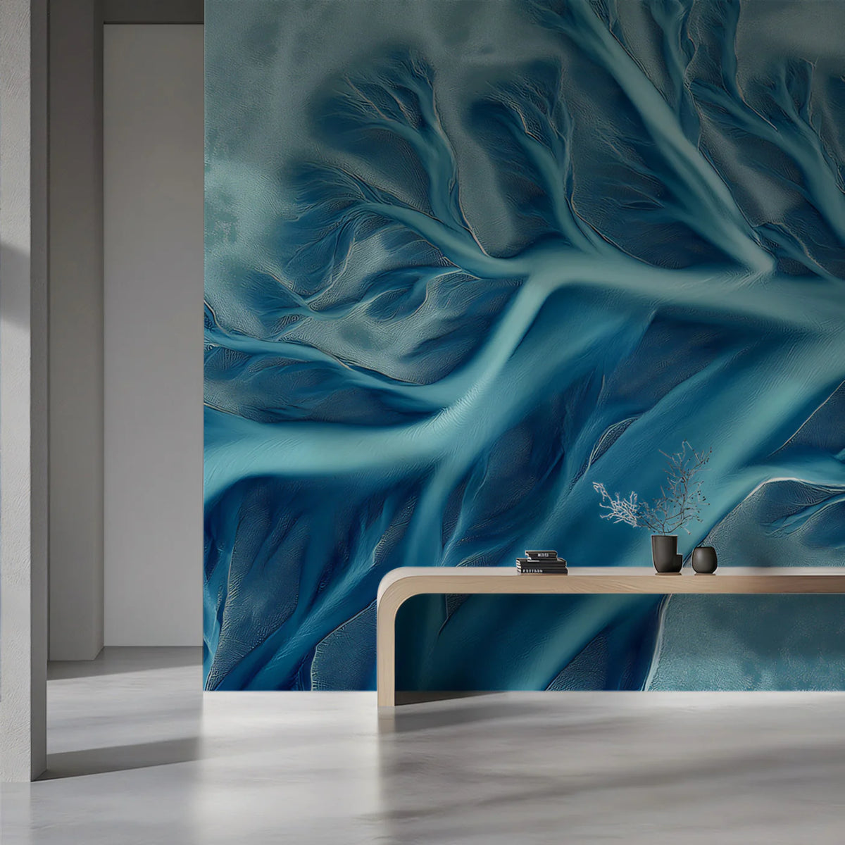 Aerial River Delta Mural Wallpaper — Fluid Nature Art Mural Wallpaper - pure wallpaper artwork