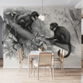 Monkeys in the Canopy Pencil Sketch Mural Wallpaper - pure wallpaper artwork