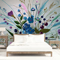 Wildflower Bouquet Mural Wallpaper — Expressive Oil Painting Style Mural Wallpaper - pure wallpaper artwork