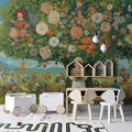 Whimsical Garden Story Mural Wallpaper — Surreal Floral Art Mural Wallpaper - pure wallpaper artwork