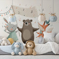 Forest Friends Parade Mural Wallpaper — Whimsical Children's Design Mural Wallpaper - pure wallpaper artwork