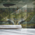 Vintage Dutch Townscape Mural Wallpaper — Whimsical Folk Art Mural Wallpaper - pure wallpaper artwork