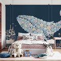 Watercolor Bubble Whale Mural Wallpaper — Coastal Marine Art Mural Wallpaper - pure wallpaper artwork